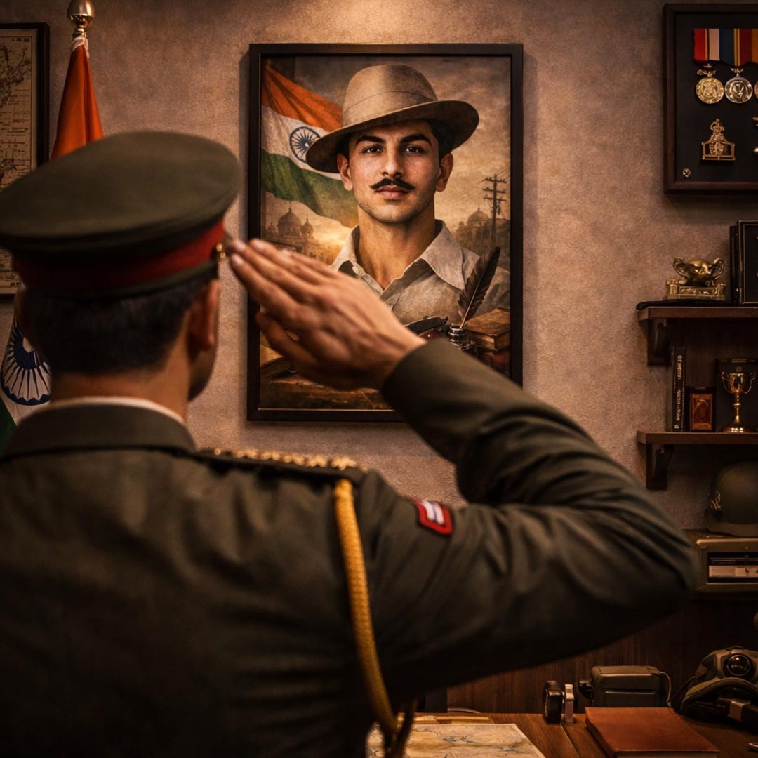 Bhagat Singh Patriotic Portrait Wall Frame – Inspirational Indian Freedom Fighter Wall Art | Love Craft Gifts