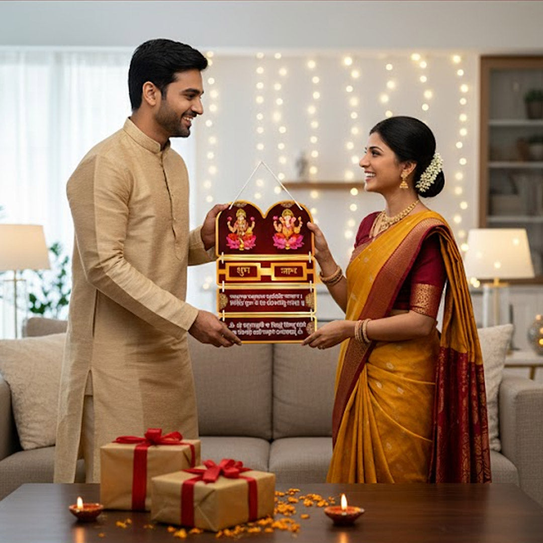 Shubh Labh Lakshmi–Ganesh Wall Hanging | 10×15 inch Premium Door/Wall Decor