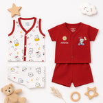 Soft Cotton Baby Night Suit Set (0–18 Months) – Red Color | Love Craft Gifts