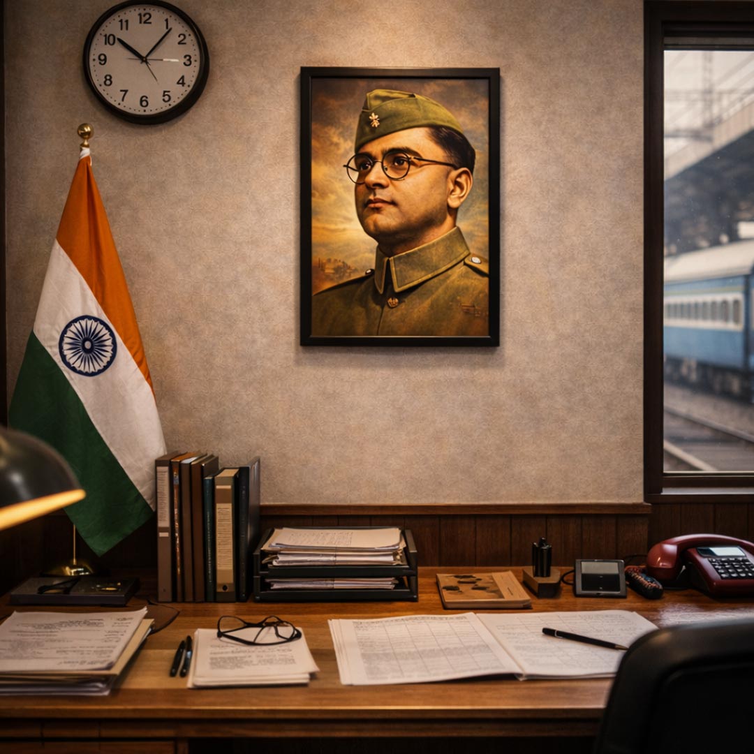 Netaji Subhash Chandra Bose Patriotic Portrait Wall Frame – Inspirational Indian Leader Wall Art | Love Craft Gifts