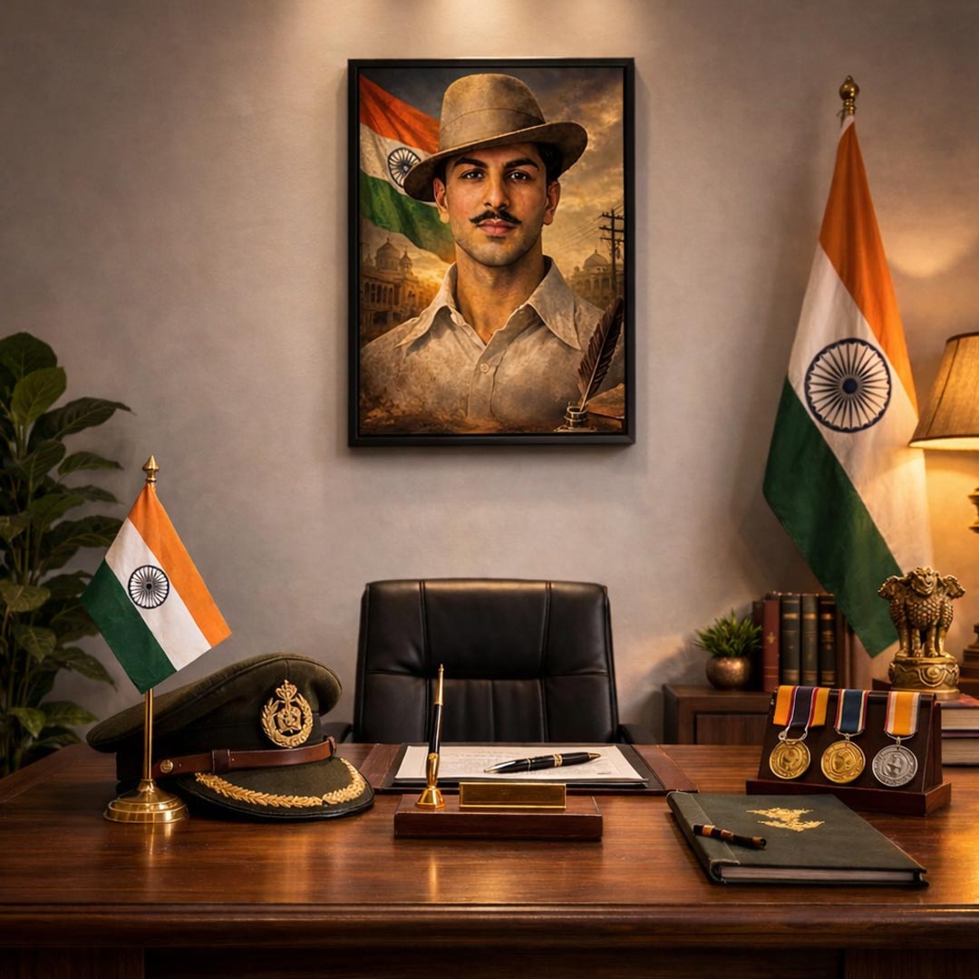 Bhagat Singh Patriotic Portrait Wall Frame – Inspirational Indian Freedom Fighter Wall Art | Love Craft Gifts