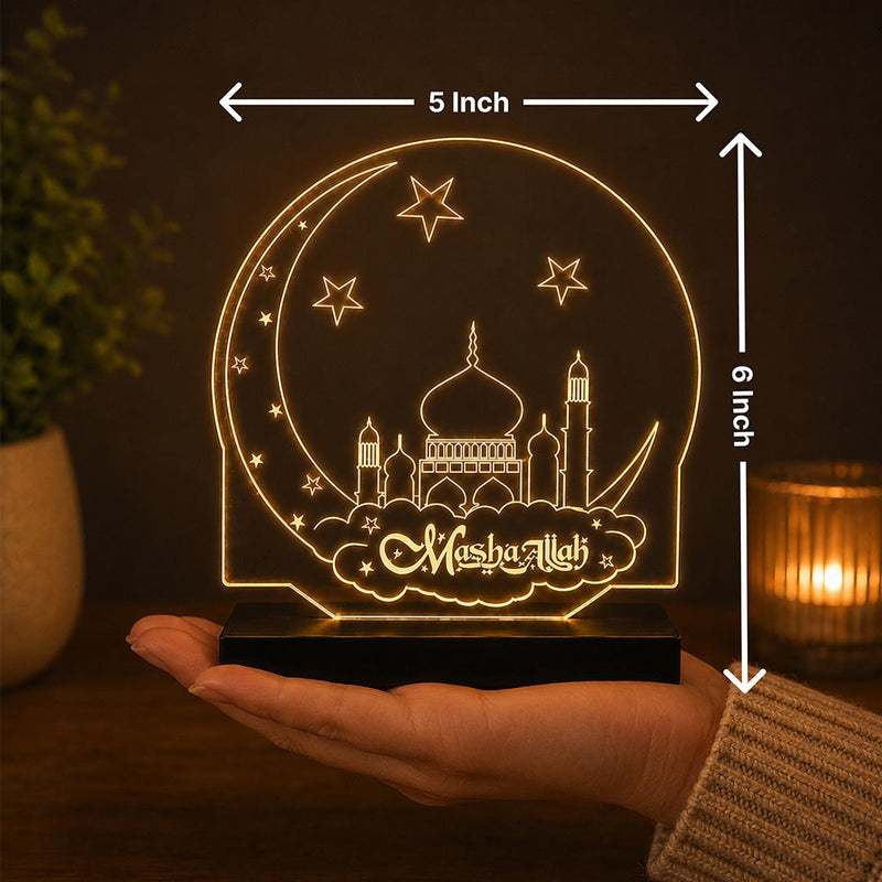 Mashallah LED Car Dashboard Lamp – Premium Islamic Acrylic Dashboard Light for Car Interior Decor, Muslim Gift for Family & Spiritual Travel Companion | LoveCraftGifts™
