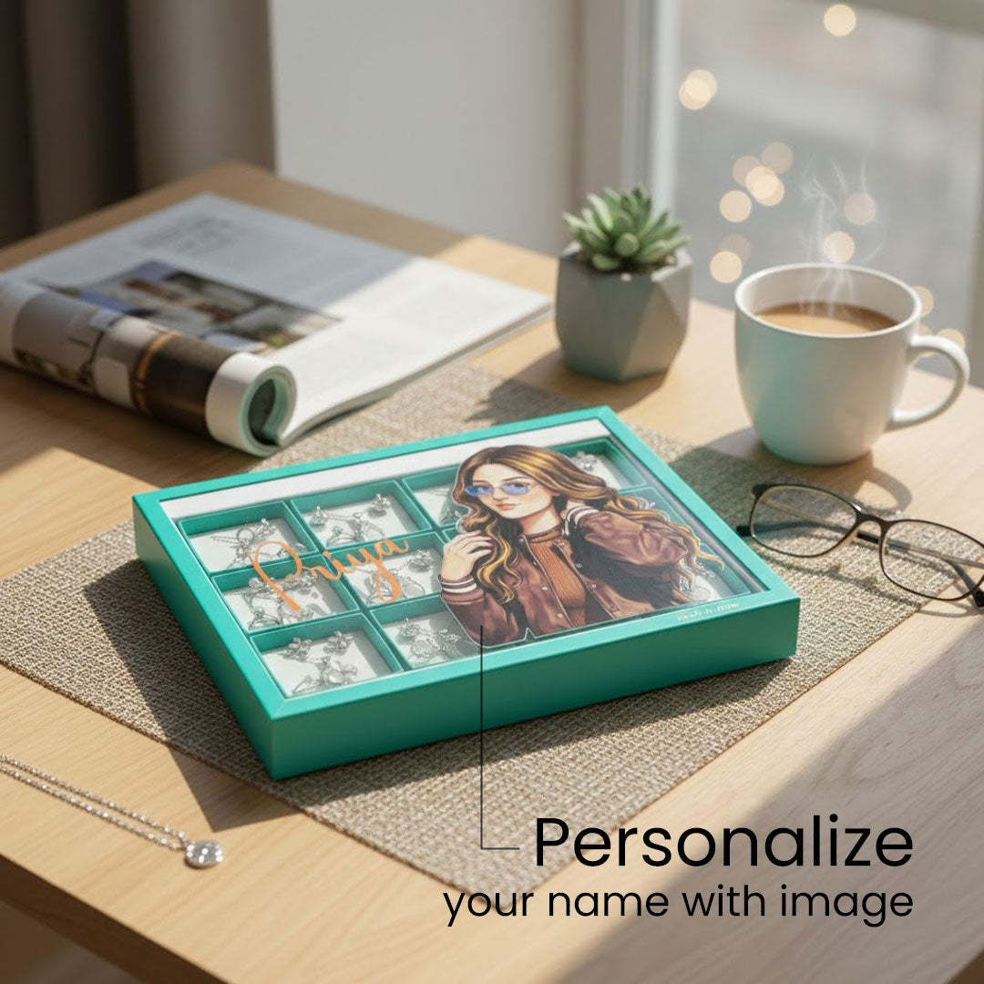 Personalized 12 Jewellery Set Gift Box with Name & Illustration | Love Craft Gifts