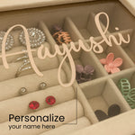 Personalized Beige Velvet Jewellery Organizer Box with Jewellery (According to Availability)| Love Craft Gifts