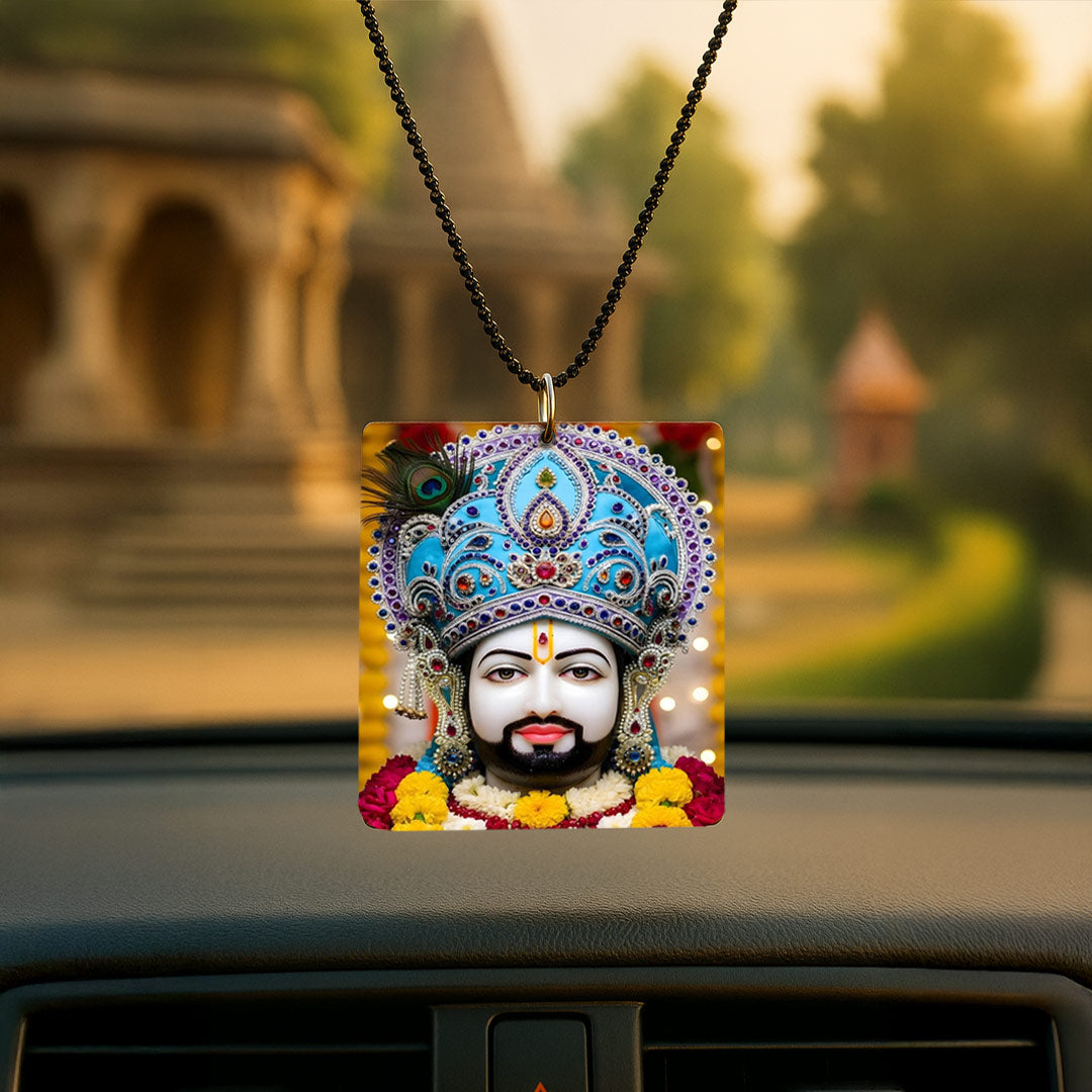 Love Craft Gifts – Khatu Shyam Ji Acrylic Car Hanging | UV Printed | Rear-View Mirror Ornament