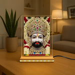Khatu Shyam Ji Table Top with Golden Glow Light | 4×6 inch | Acrylic with Wooden Base | UV Print | Love Craft Gifts