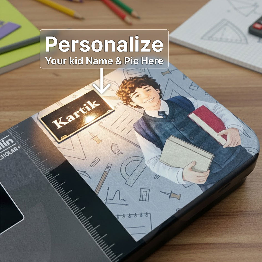 Personalized Camlin Scholar Plus Geometry Box with Name & Photo (15 cm Scale) | Love Craft Gifts