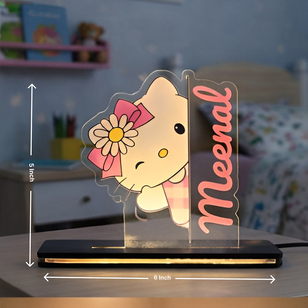 Personalized Kitty Character Name LED Lamp for Kids (5×6 Inch) | Love Craft Gifts