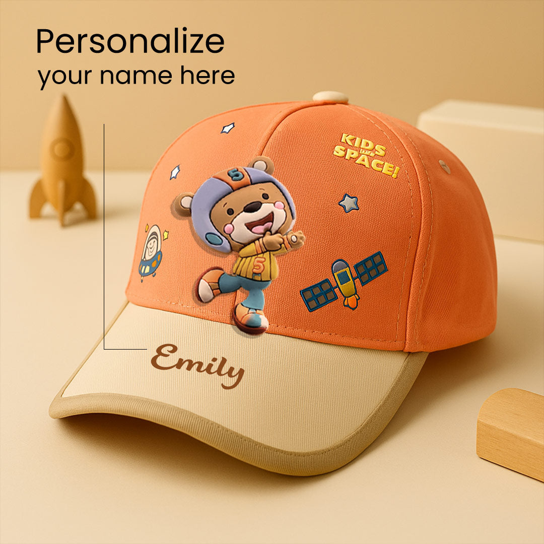 Custom Name Kids Cap with Frog Spinner – Playful Cartoon Hat for Toddlers | Love Craft Gifts