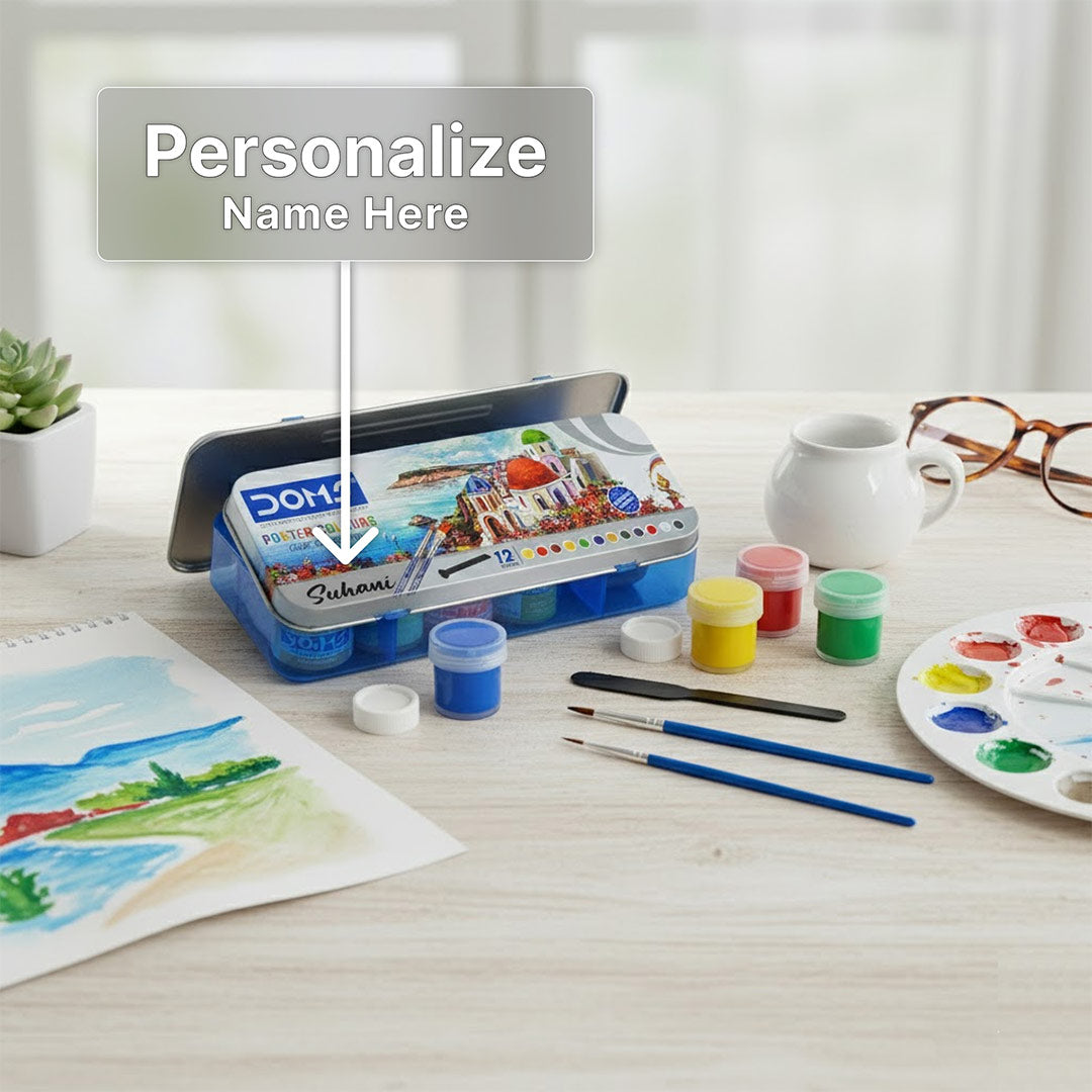 Doms 12 Shades Poster Colours – Personalized Name Art Kit for Kids | Love Craft Gifts