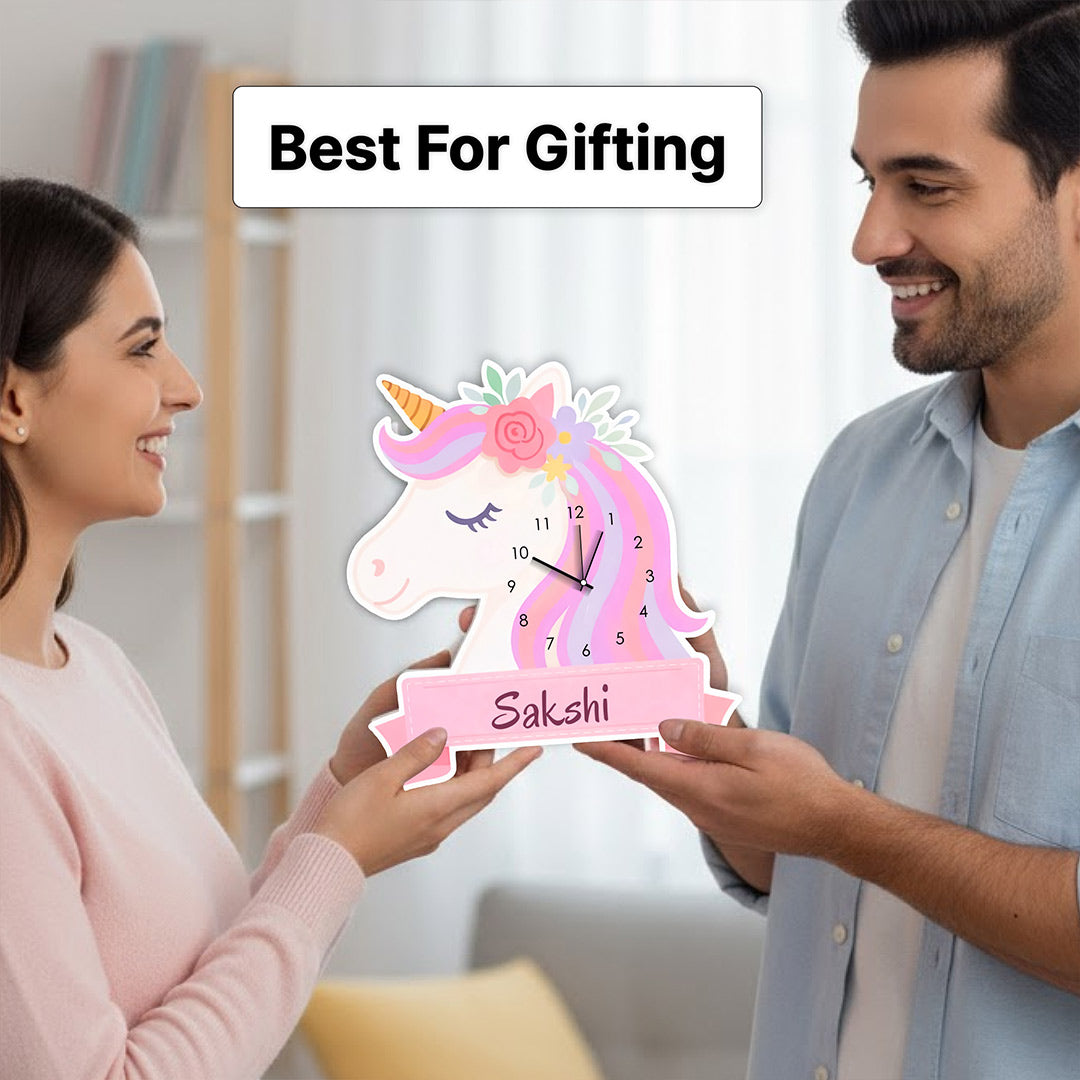 Personalized Unicorn Acrylic Wall Clock for Kids-8×10"
