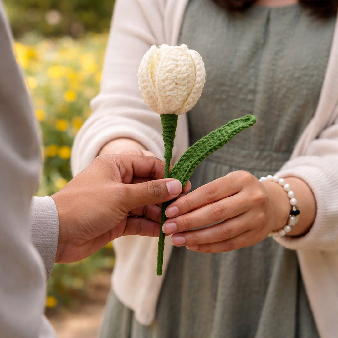 Handmade Crochet Tulip Flower – Elegant Knitted Flower Gift & Decorative Handmade Bloom | Love Craft Gifts