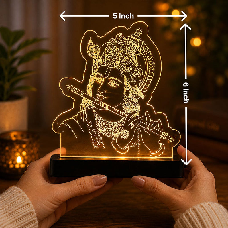 Lord Krishna LED Car Dashboard Lamp – Premium Acrylic Kanha Dashboard Light for Car Interior, Home Decor & Spiritual Gift | LoveCraftGifts™