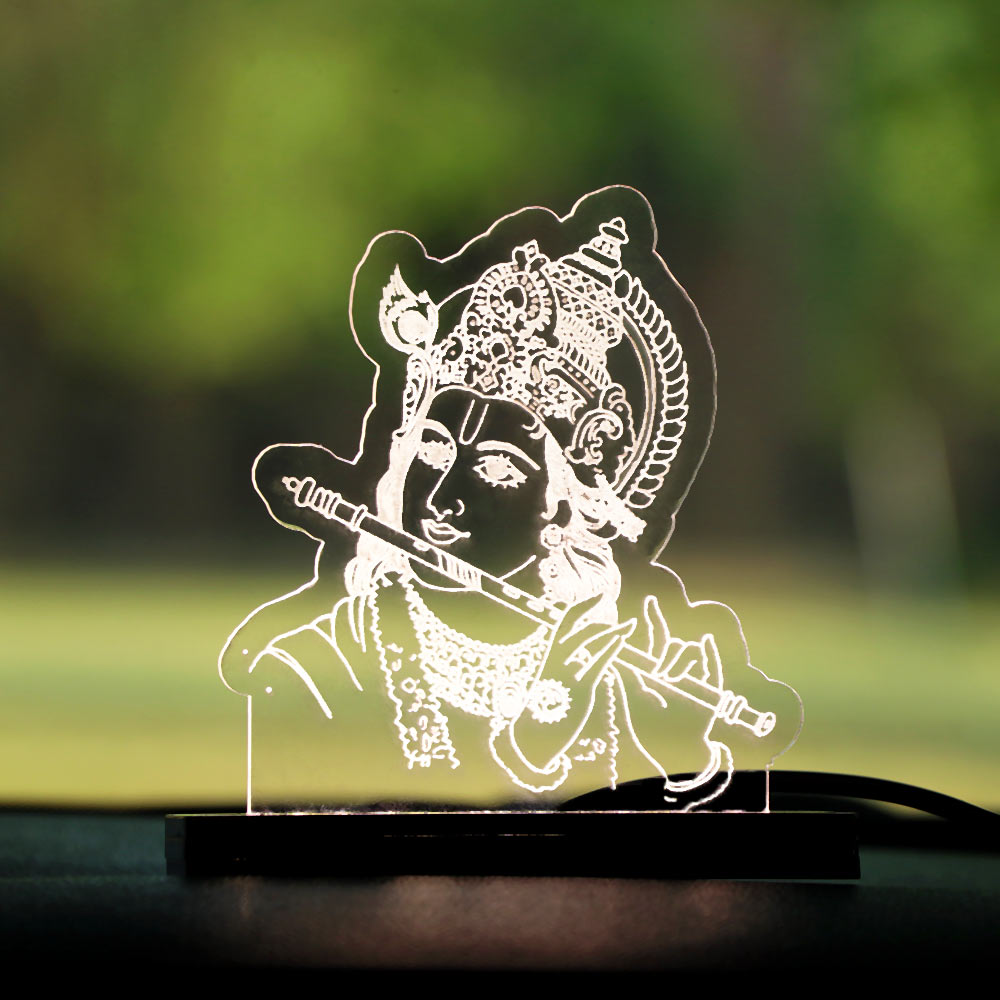 Lord Krishna LED Car Dashboard Lamp – Premium Acrylic Kanha Dashboard Light for Car Interior, Home Decor & Spiritual Gift | LoveCraftGifts™