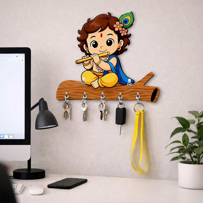 Krishna Flute Wooden Key Hanger | Traditional Home Décor Gift | Love Craft Gifts™