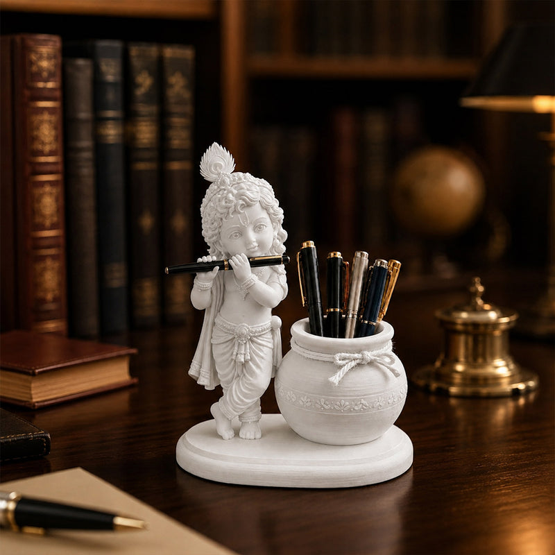 Krishna Idol Pen Stand for Office Table & Study Desk