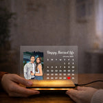 Personalized LED Acrylic Calendar Photo Frame with Warm White Light (7x5 Inch) Custom Couple Photo & Date Night Lamp Gift for Husband, Wife & Couples | Love Craft Gifts