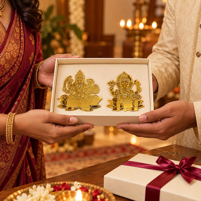 Lakshmi Ganesha 2-Piece Acrylic Wall Decor | Auspicious Pooja Room Decoration | Love Craft Gifts™