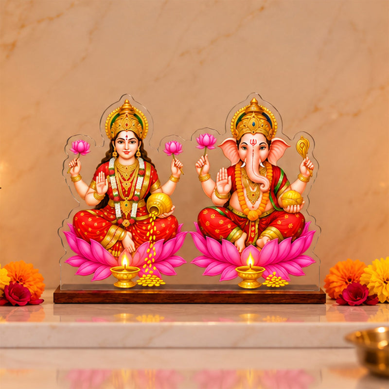 Lakshmi Ganesha Decorative Plaque | Diwali Puja Home Décor & Festive Gift | 6x7" | Love Craft Gifts™