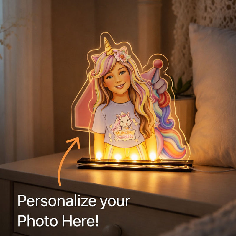 Glow Memories – Personalized Unicorn Acrylic LED Lamp (For Kids)