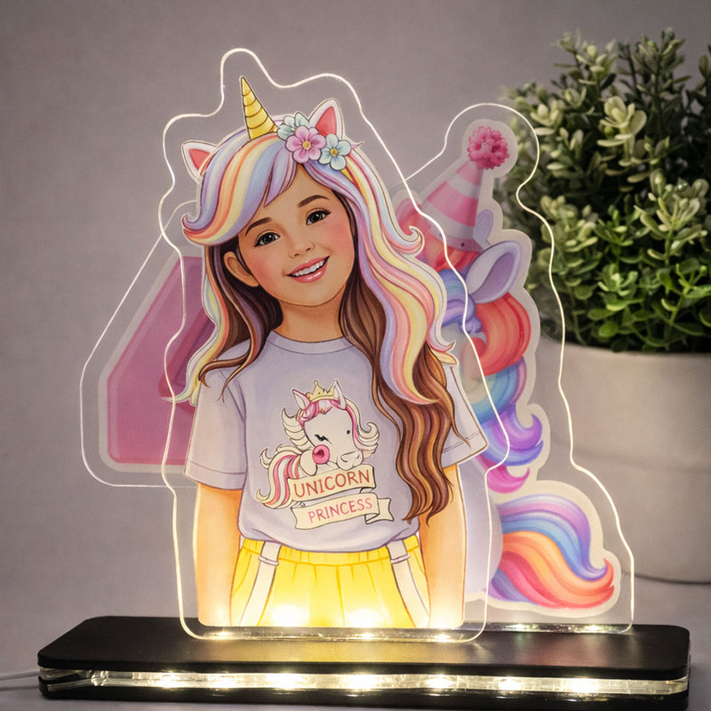 Glow Memories – Personalized Unicorn Acrylic LED Lamp (For Kids)
