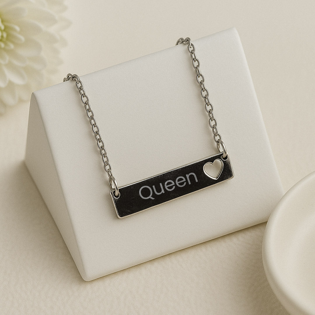 Custom Name Bar Necklace with Heart Cutout – Personalized Gift Jewelry | Love Craft Gifts