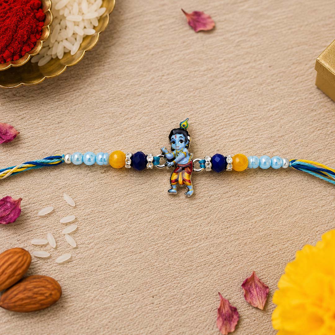 Little Krishna Kids Rakhi Premium Bal Krishna Designer Rakhi for Brother Raksha Bandhan Gift | Love Craft Gifts™