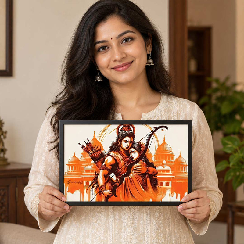Lord Rama & Sita Devotional Frame | Ram Mandir Inspired Décor | Love Craft Gifts™