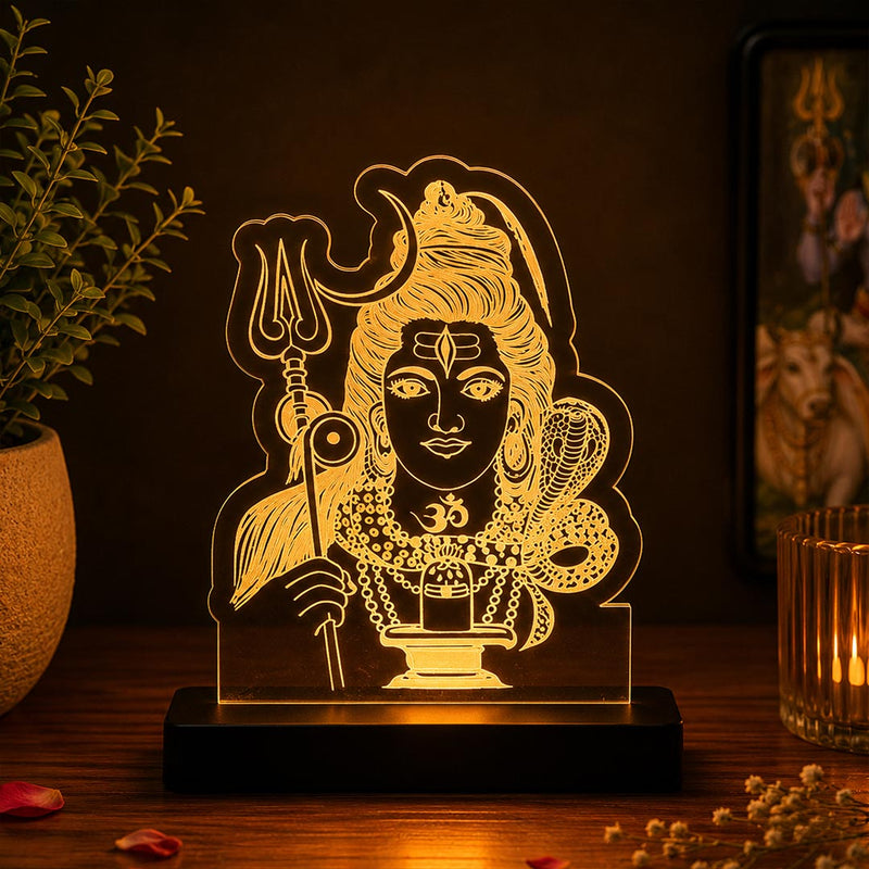 Lord Shiva LED Car Dashboard Lamp – Premium Acrylic Mahadev Dashboard Light for Car Interior, Home Temple Decor & Spiritual Gift | LoveCraftGifts™