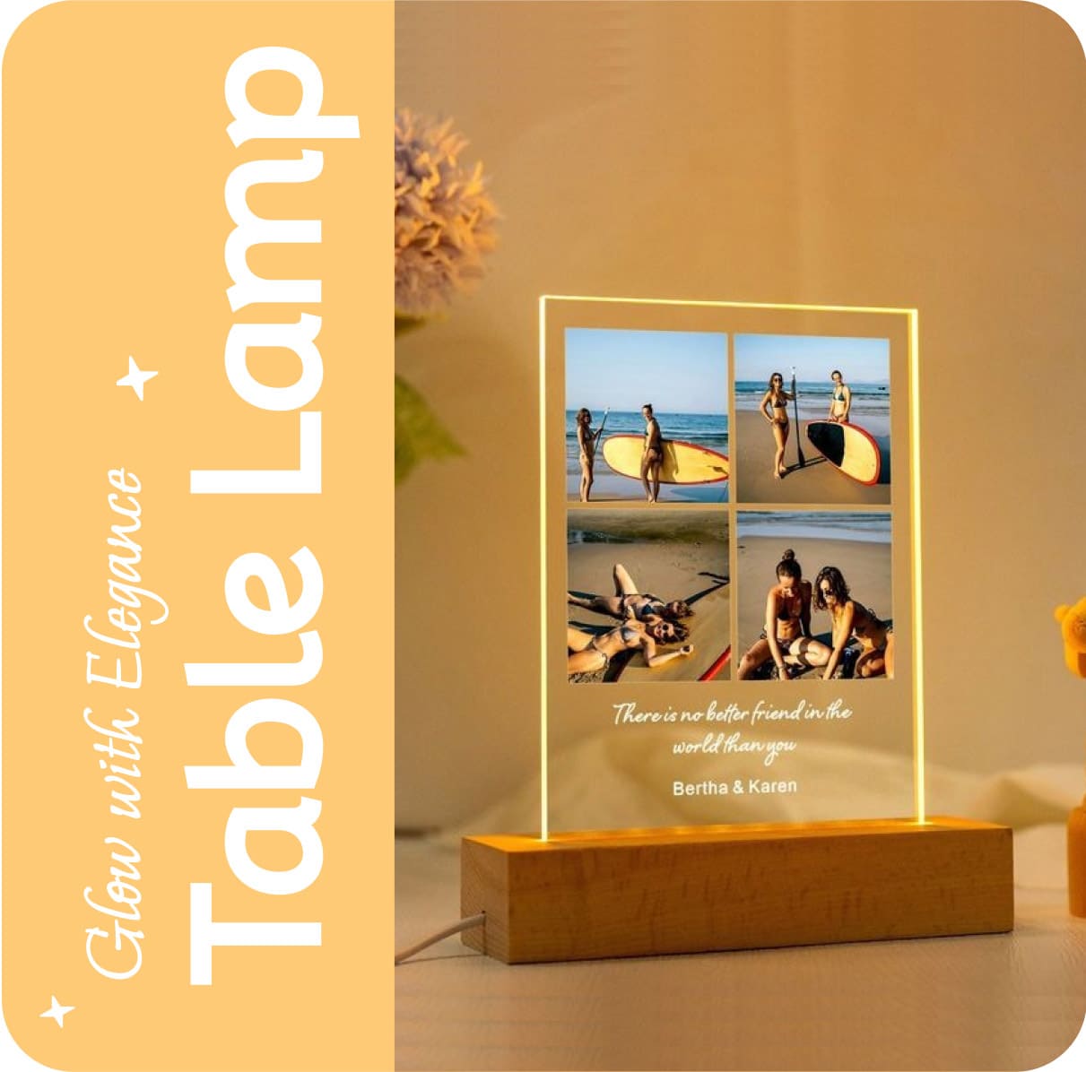 Love Craft Gifts | Acrylic Table Lamp | Collection – Personalized Acrylic Lamps with Custom Names and LED Base for Bedroom Decor and Unique Gifting
