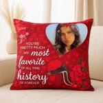 Red Love Personalized Photo Cushion with Romantic Quote (10x10) | Love Craft Gifts