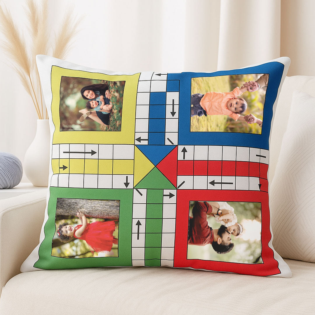 Ludo Game Personalized Photo Cushion (10x10) | Love Craft Gifts