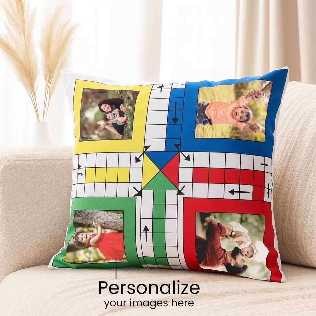Ludo Game Personalized Photo Cushion (10x10) | Love Craft Gifts