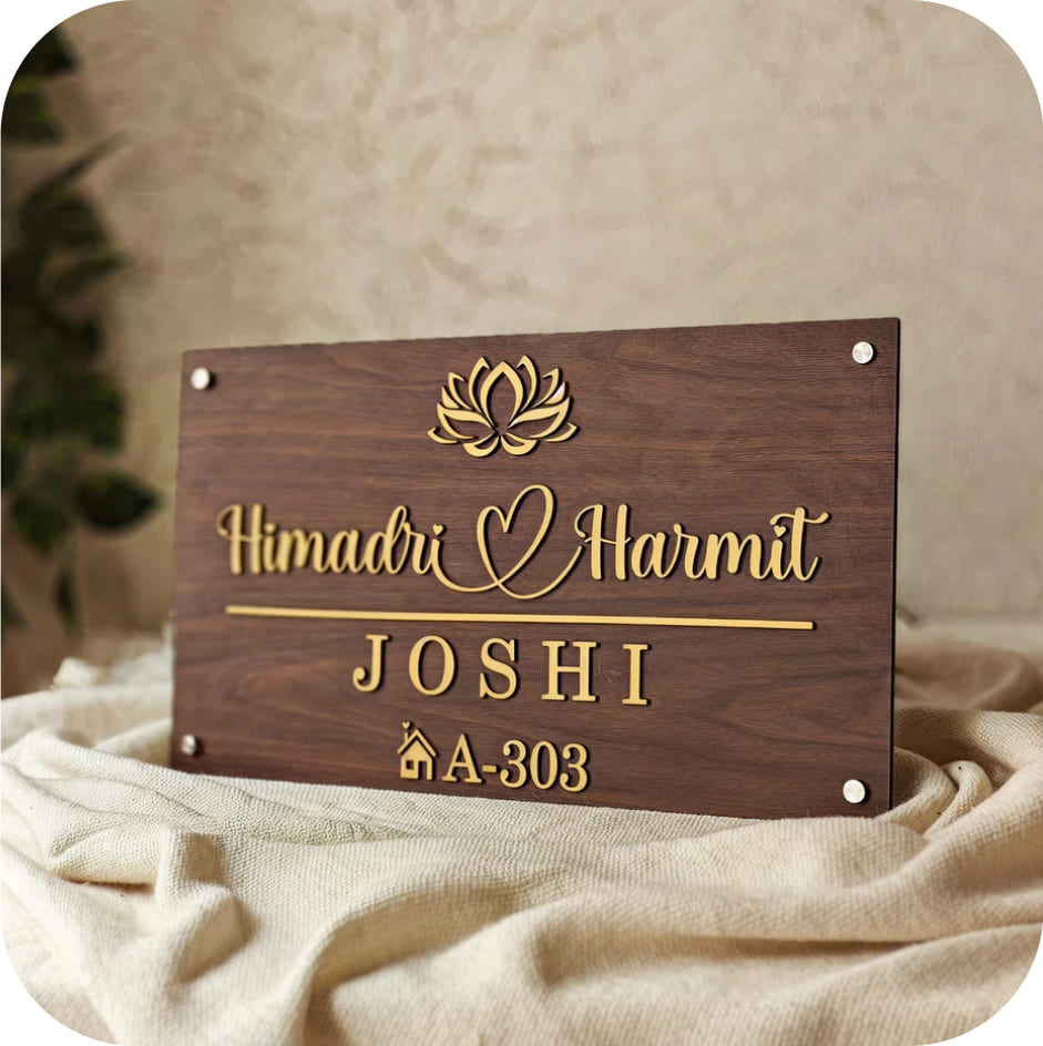 Love Craft Gifts | Home Name Plates | Collection – Customized Wooden Name Plates and Cartoon Style Home Name Boards for Entrance Decor
