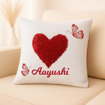 Personalized Love Sequin Cushion with Name | Love Craft Gifts