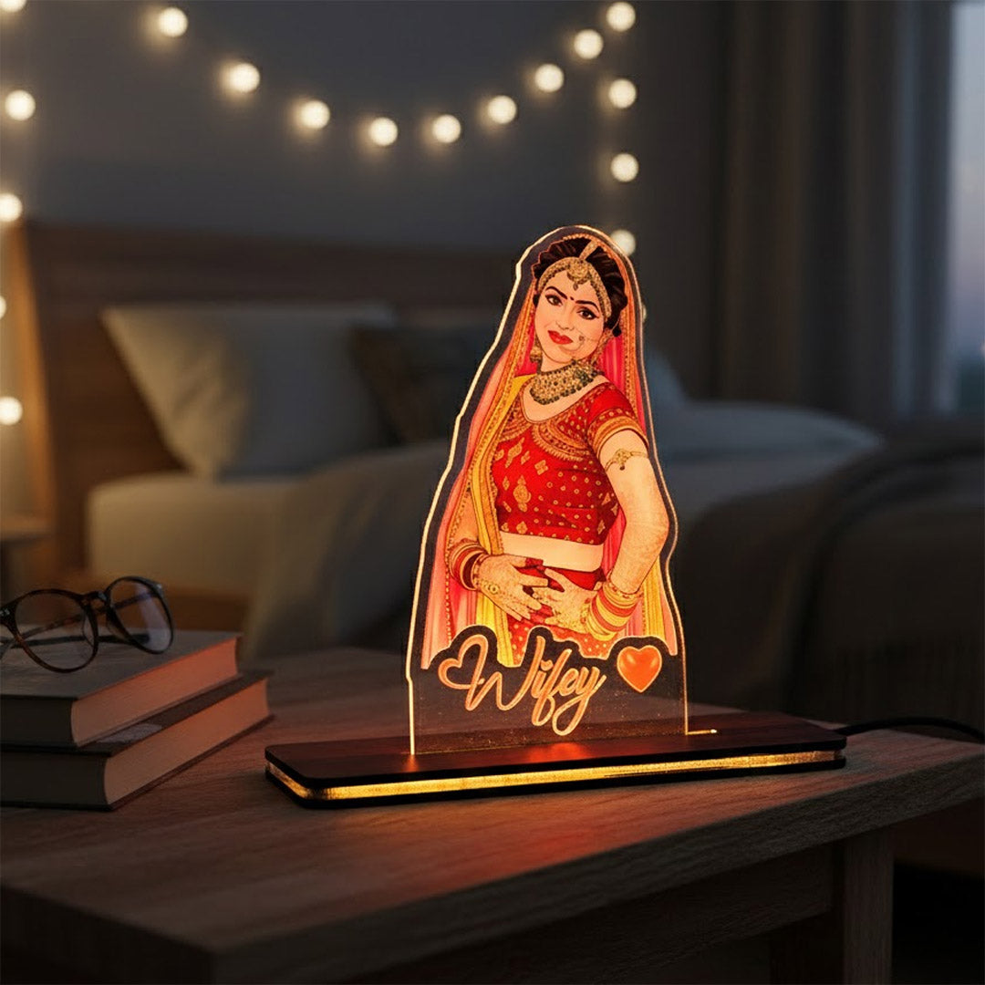 Personalized Wifey Acrylic Photo Lamp (5×7 Inch) | Love Craft Gifts