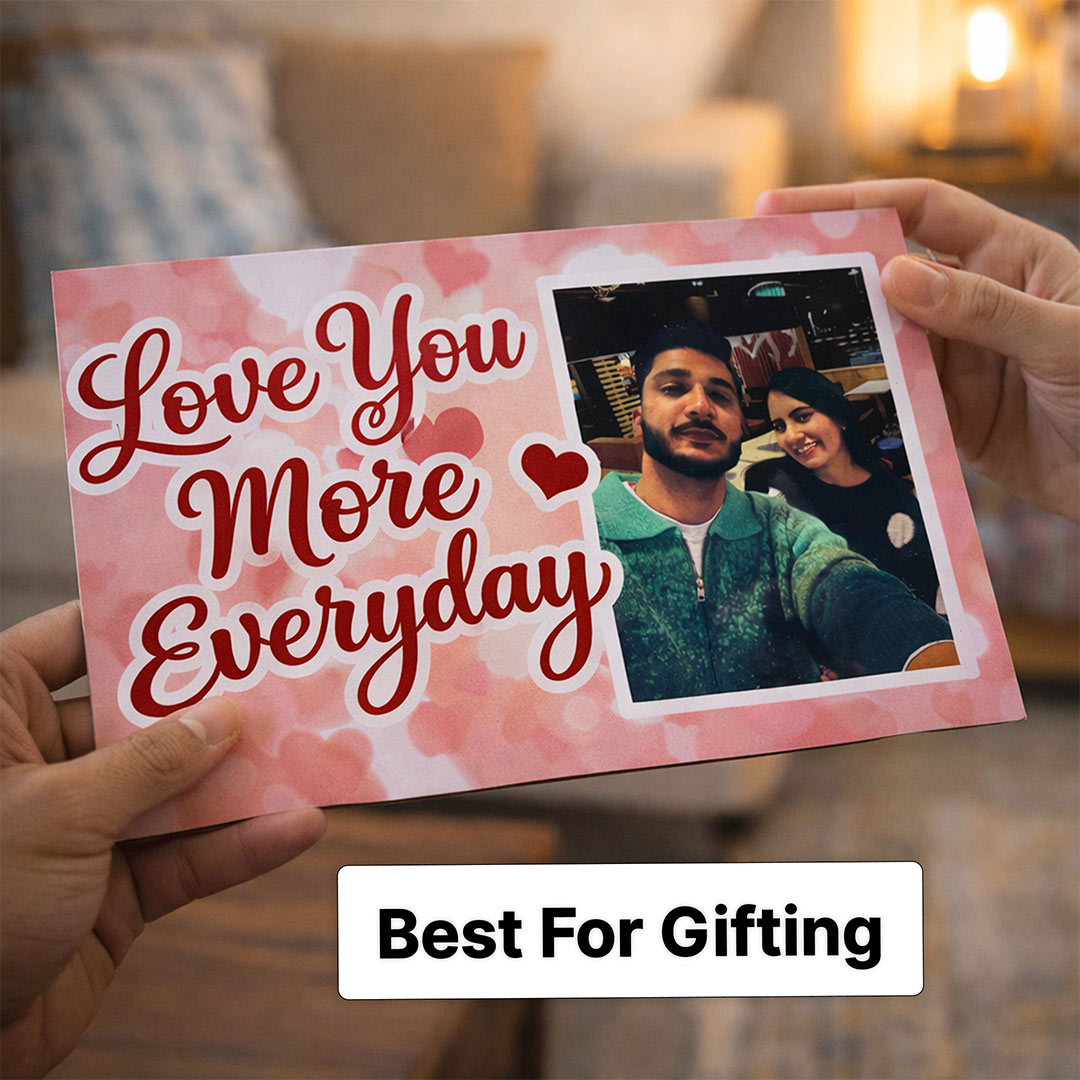 Personalized Love You More Everyday Wooden Photo Frame – Romantic Couple Tabletop Frame (8 x 5 Inch) | Love Craft Gifts