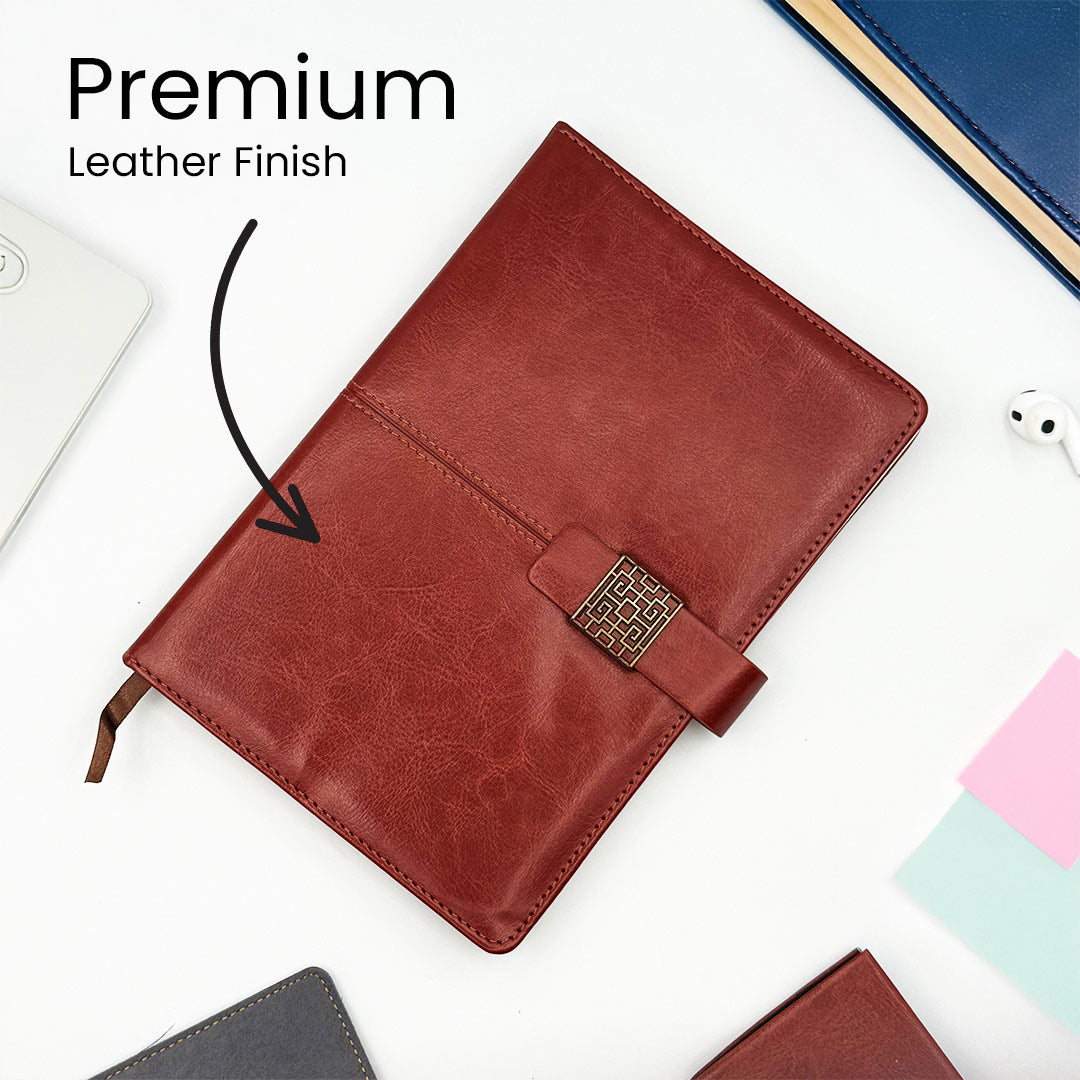 Personalized Premium A5 PU Leather Diary with Custom Name & Logo Engraving | Elegant Office Journal Gift for Men, Women & Professionals | Love Craft Gifts™