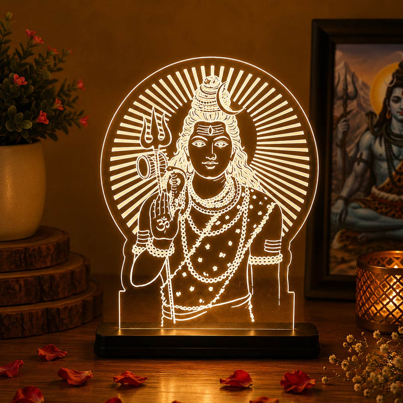 Lord Shiva LED Acrylic Lamp – Mahadev Blessing Night Light for Home Temple, Spiritual Decor & Religious Gift | LoveCraftGifts™