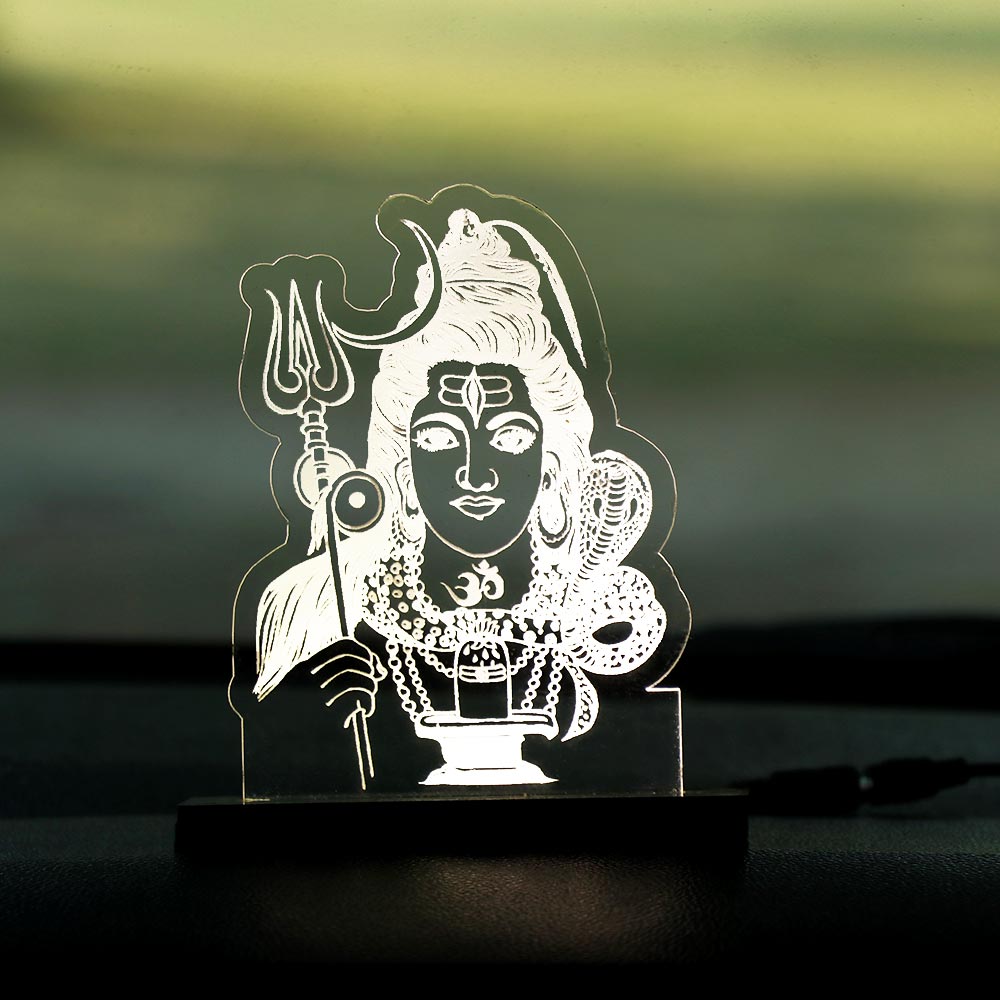 Lord Shiva LED Car Dashboard Lamp – Premium Mahadev Acrylic LED Light for Car Dashboard, Home Temple Decor, Spiritual Gift for Shiv Bhakts | LoveCraftGifts™