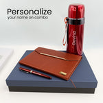 Premium Personalized Maroon Gift Set – Custom Diary & Bottle Combo with Name Engraving | Love Craft Gifts