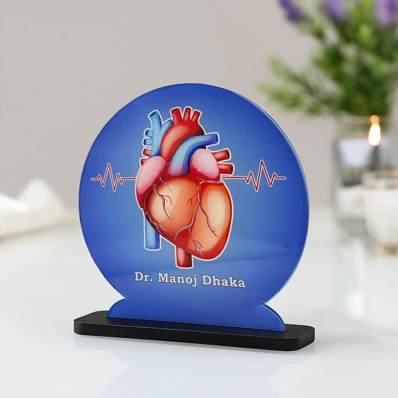Personalized Doctor’s Acrylic Heart Nameplate – Custom Medical Desk Showpiece Gift | Love Craft Gifts