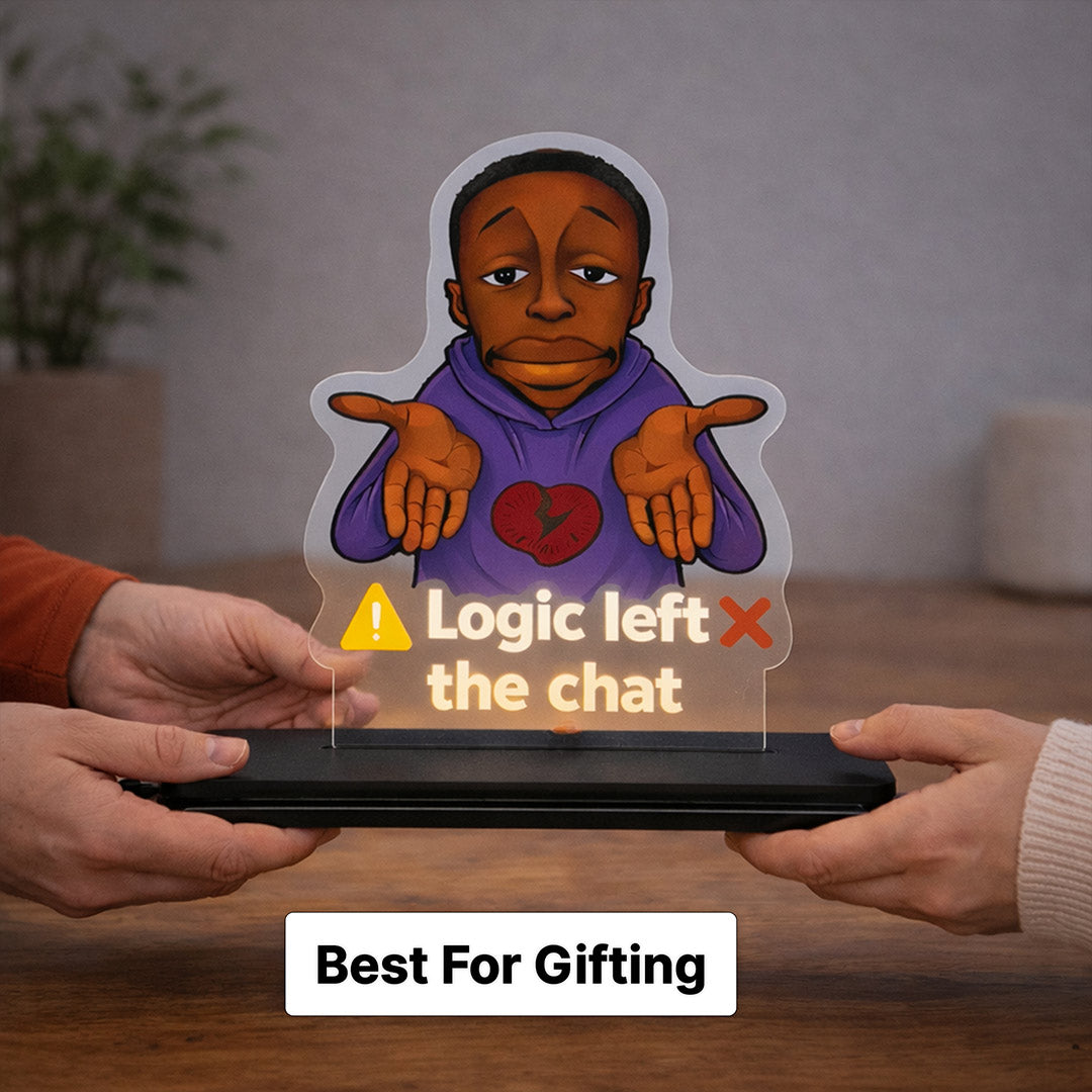 Logic Left The Chat LED Acrylic Lamp – Funny Meme Table Decor (7x5 Inch) | Love Craft Gifts
