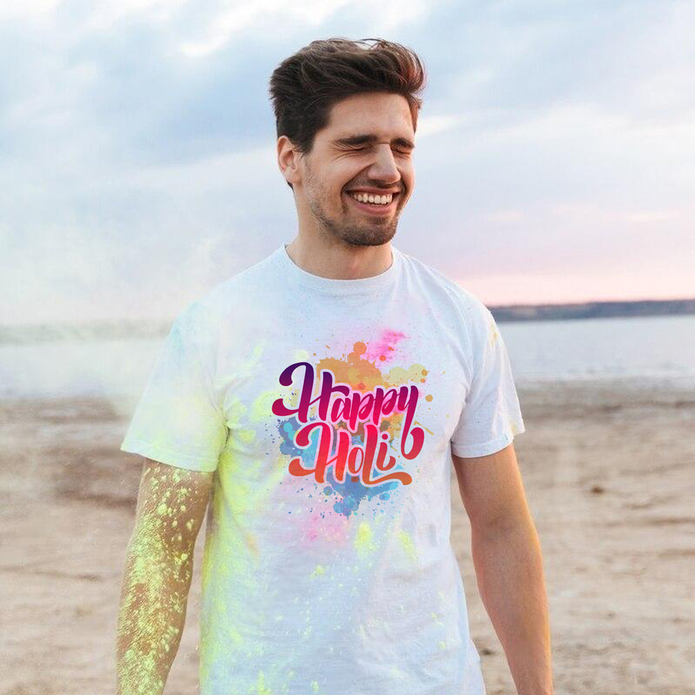 Men wearing Rangwali Holi T-shirt