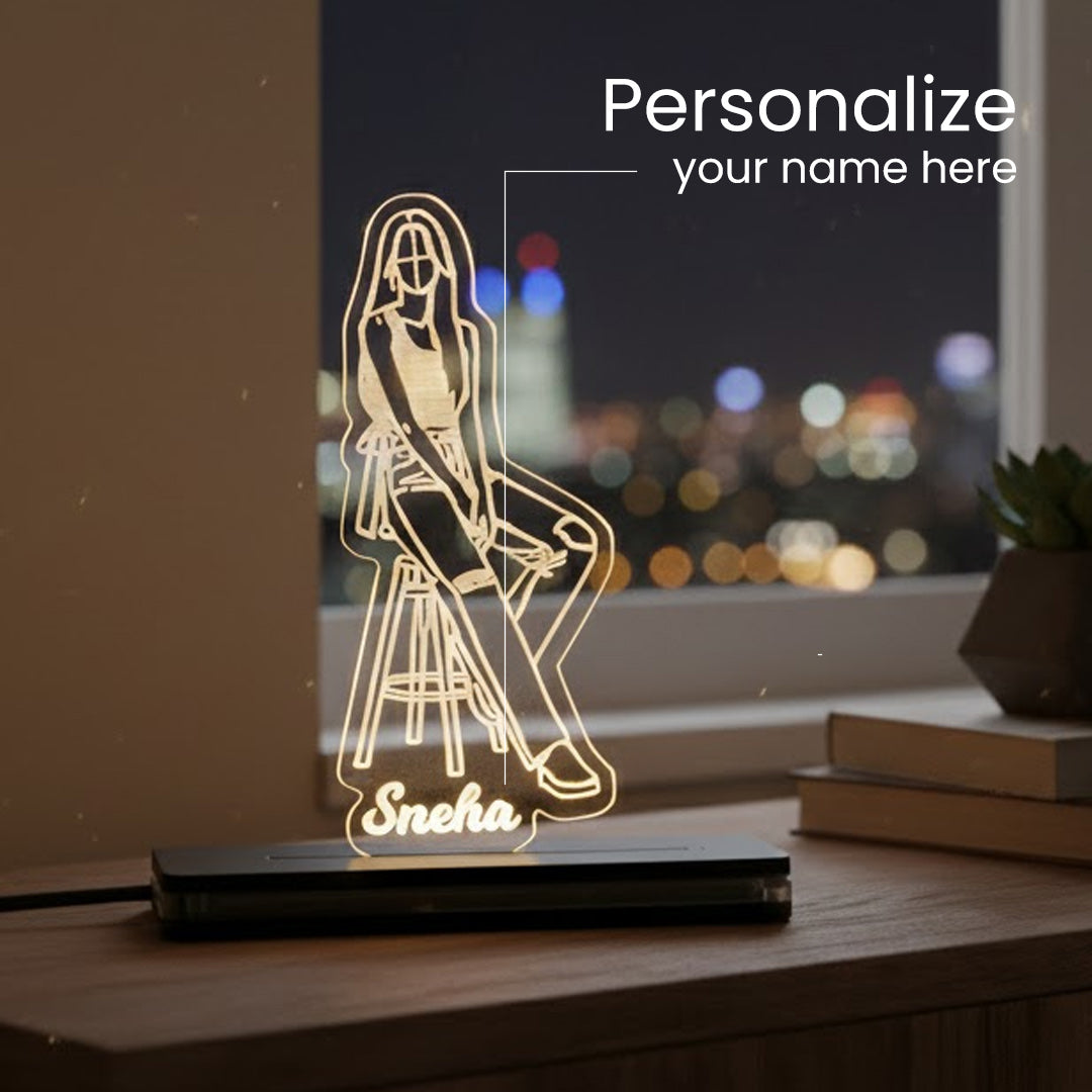 Personalized Name Acrylic LED Lamp (4 × 6 Inch) | Love Craft Gifts