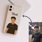 Custom Illustrated Name Phone Case – Personalized Cartoon Portrait Clear Cover | Love Craft Gifts