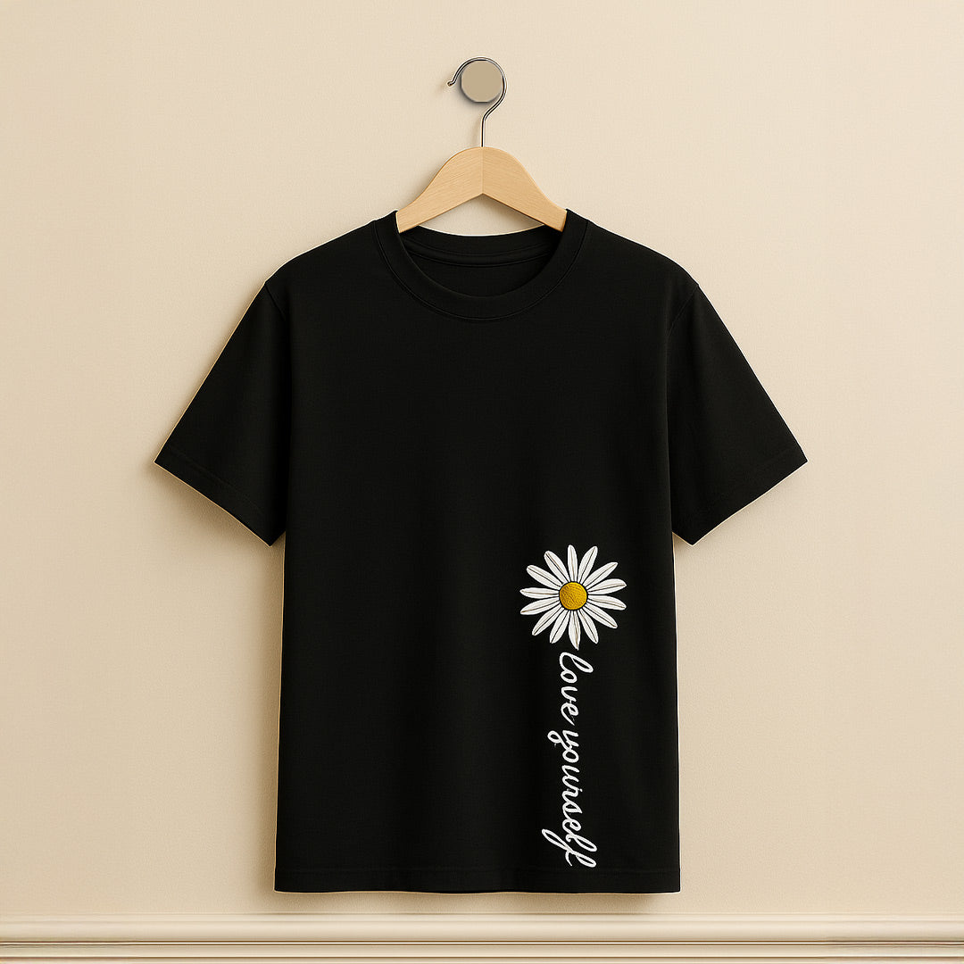 Love Yourself Daisy T-Shirt – Minimal Floral Self-Love Tee | Love Craft Gifts