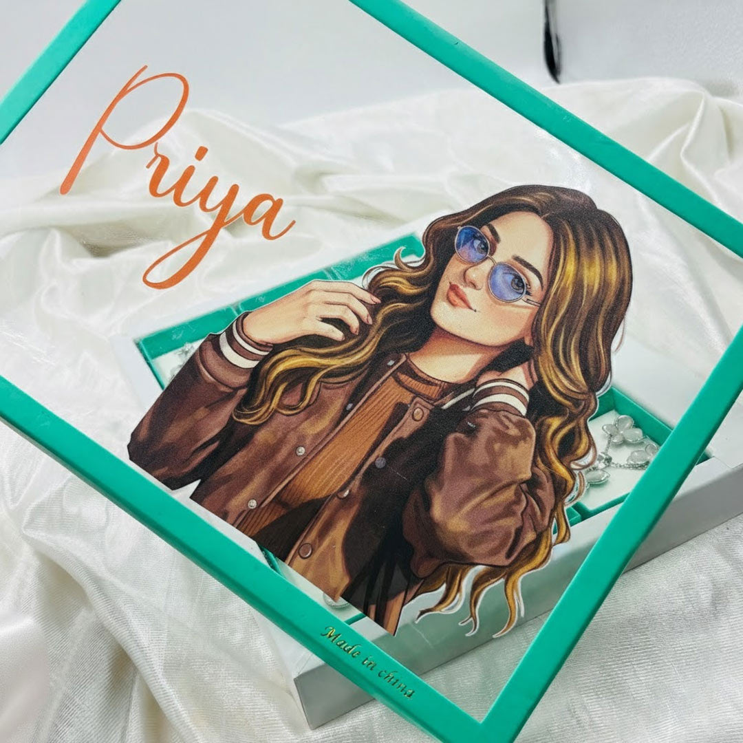Personalized 12 Jewellery Set Gift Box with Name & Illustration | Love Craft Gifts