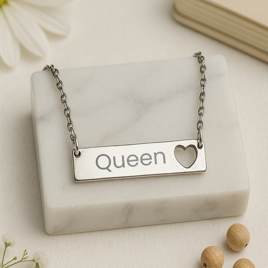 Custom Name Bar Necklace with Heart Cutout – Personalized Gift Jewelry | Love Craft Gifts