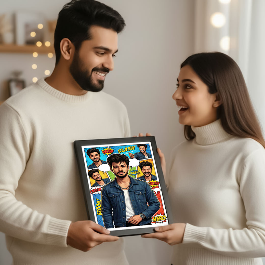 Personalized Comic Style Portrait Wall Frame (8×12 Inch) | Love Craft Gifts